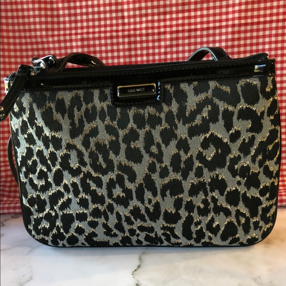Nine West Black and Gray Leopard Print Women's Bag
